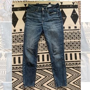 High rise ankle cropped jeans